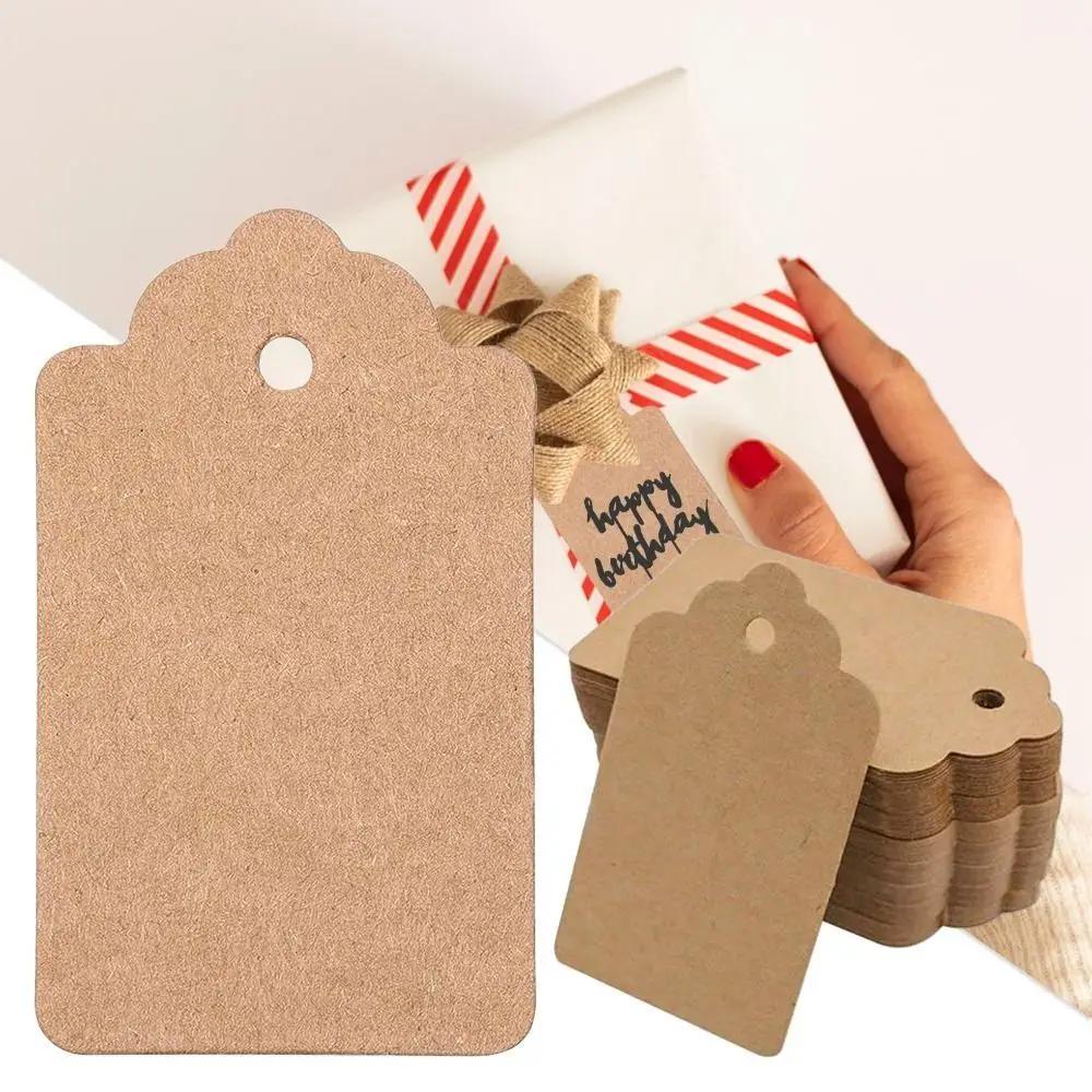 100Pcs Multi-purpose with Strings Kraft Paper Hanging Tags Blank DIY Packaging Label Cardboard Garment Labels Wedding