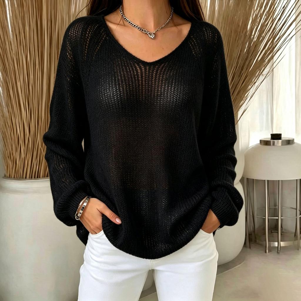 Women's Casual Lightweight Neck Sweater for Everyday Wear