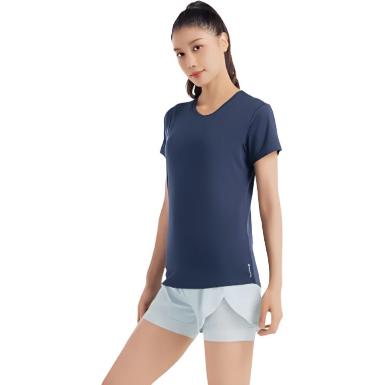 Decathlon Crew Neck Quick Dry Breathable Short Sleeve T-Shirt Women's Dark Blue