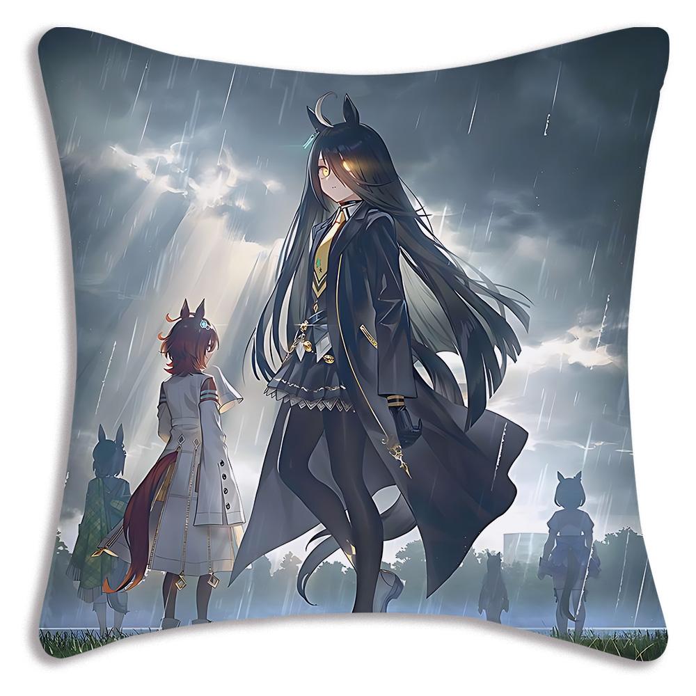 Anime Uma M-Musume Pretty Derby Pillow Covers Cartoon Sofa Decorative Home Double-sided Printing Short Plush Cute Cushion Cover