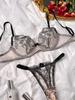 2024 Floral Embroidery Push-Up Sheer Lingerie Set