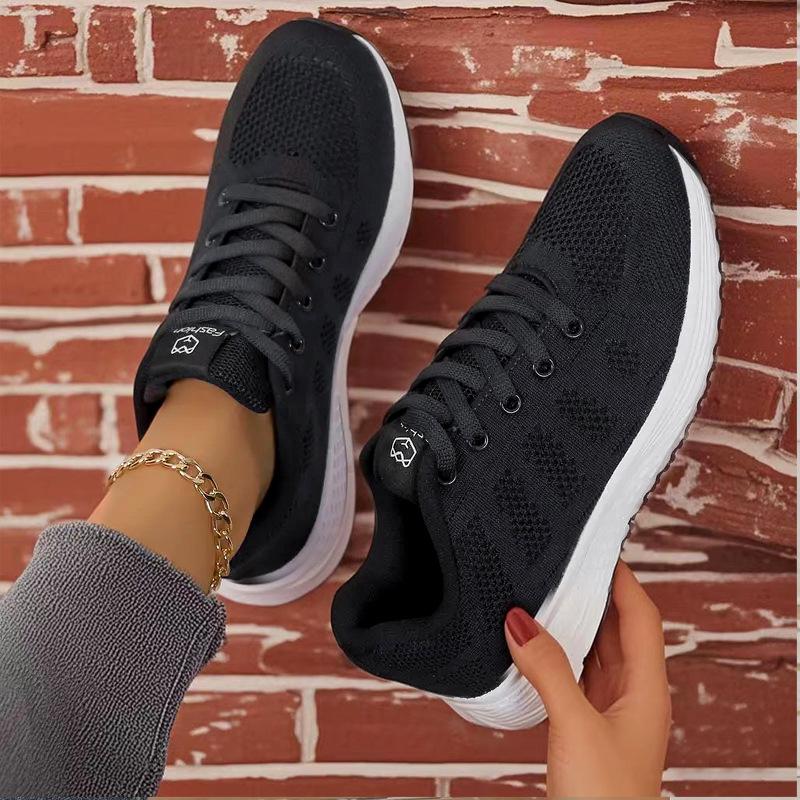 Chaussures de Running Toile Maille Fly-knit Grande Taille Femme 2025 - Semelle Plate pour Printemps et Automne
