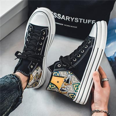 Fashion 2024 Classic Canvas Men's Vulcanize Shoes Breathable Canvas Sneakers Men Comfort High Top Sneakers For Men Teenager Board Shoes