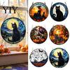 Interactive DIY Craft Set Halloween Moon Black Cat Suncatcher Jigsaw Puzzle, 2D Acrylic Mystical Feline Window Hanging Animal Wall Art Decor,