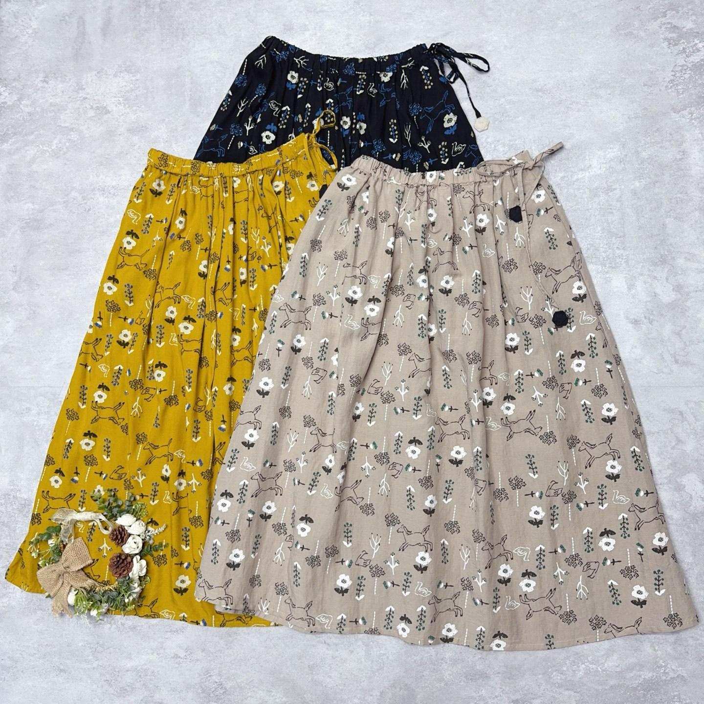 

Johnature Casual Japanese Print Women Skirt Summer Elastic Waist Tie Loose All Match Women Skirts One Size чёрный