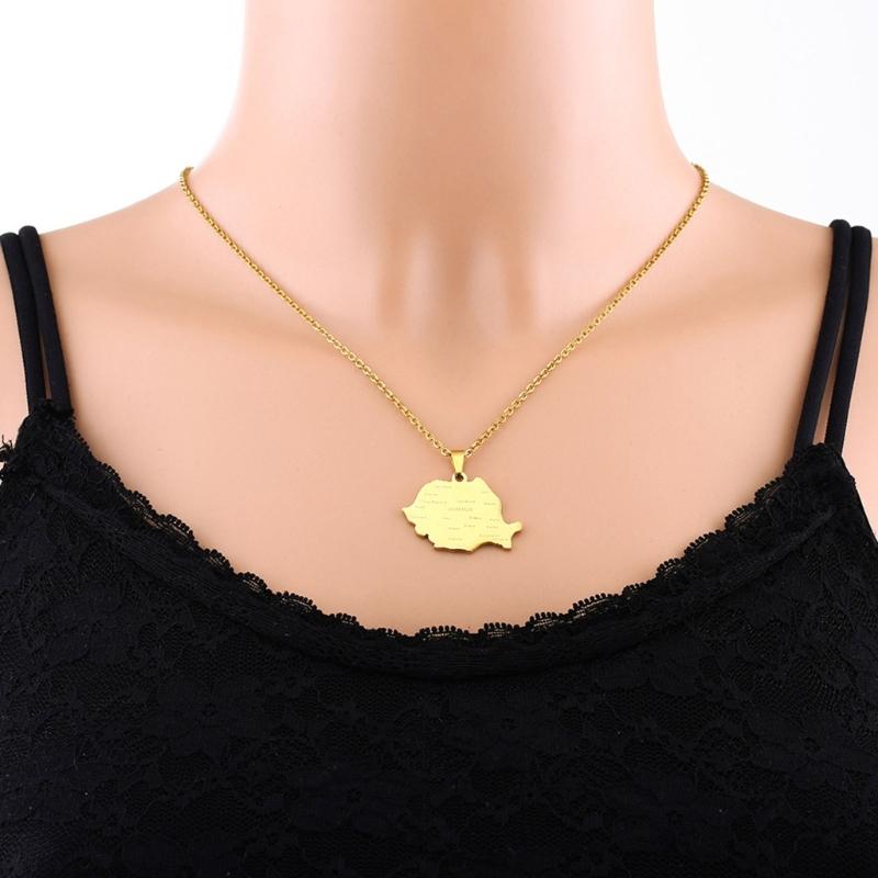 Rumänien Karte Flagge Anhänger Halskette Länderumriss Schlüsselbein Kette Choker Halskette Schmuck Rumänien Symbol Halskette