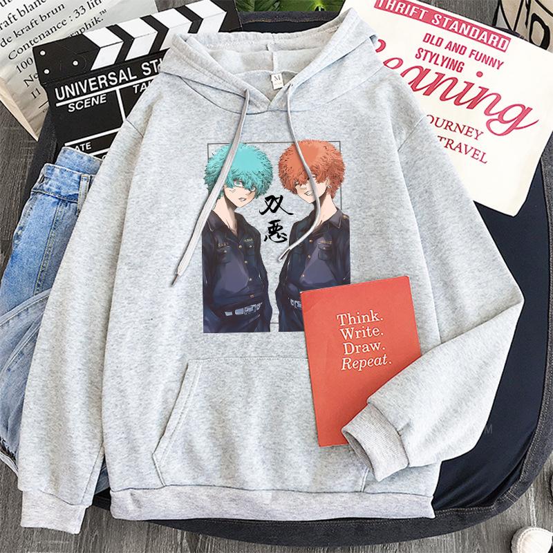 Japanese Anime Tokyo Revengers Harajuku Hoodies Manga Nahoya Kawata And Souya Kawata Twin Brothers Long Sleeve Sweatshirts
