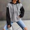 Women's Color Block Patchwork Hooded Pullover Sweatshirt - Autumn/Winter Fashion