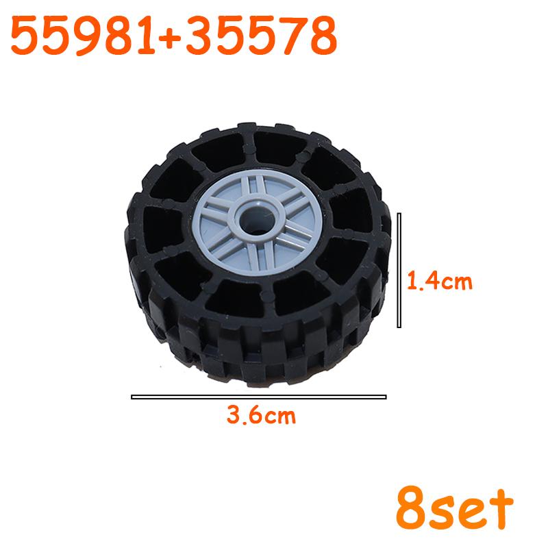 Full-size Tire Wheel Cross Hole Set Car Truck Wheels Hub Technical Bricks MOC Motorcycle Tyre & Rim Construction Building Blocks