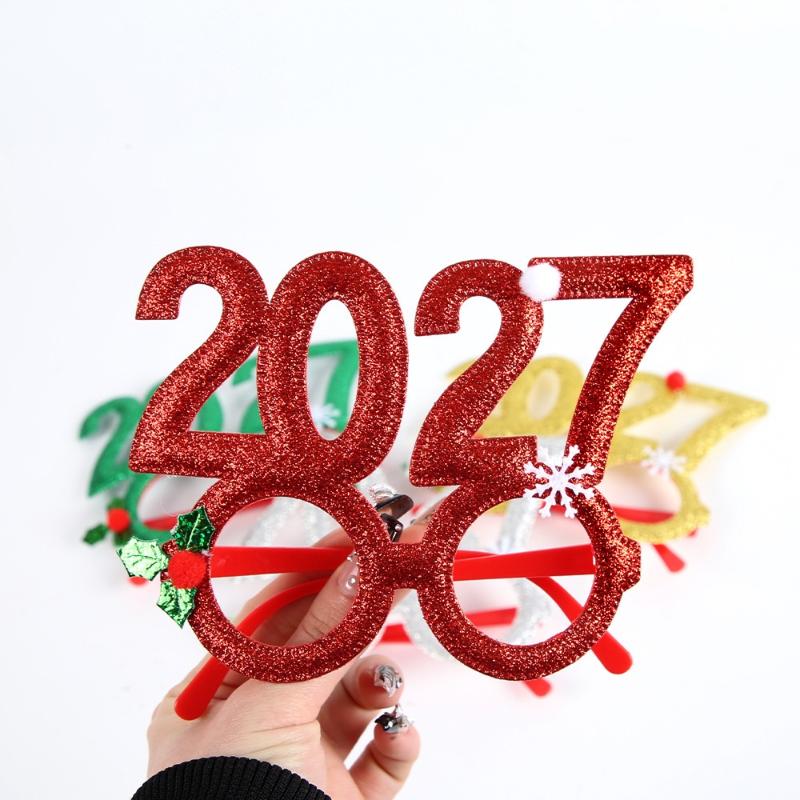Festive Plastic Glasses Party Headband 2027 New Year Christmas Decor Hair Accessory for Kids Holiday Party Gift