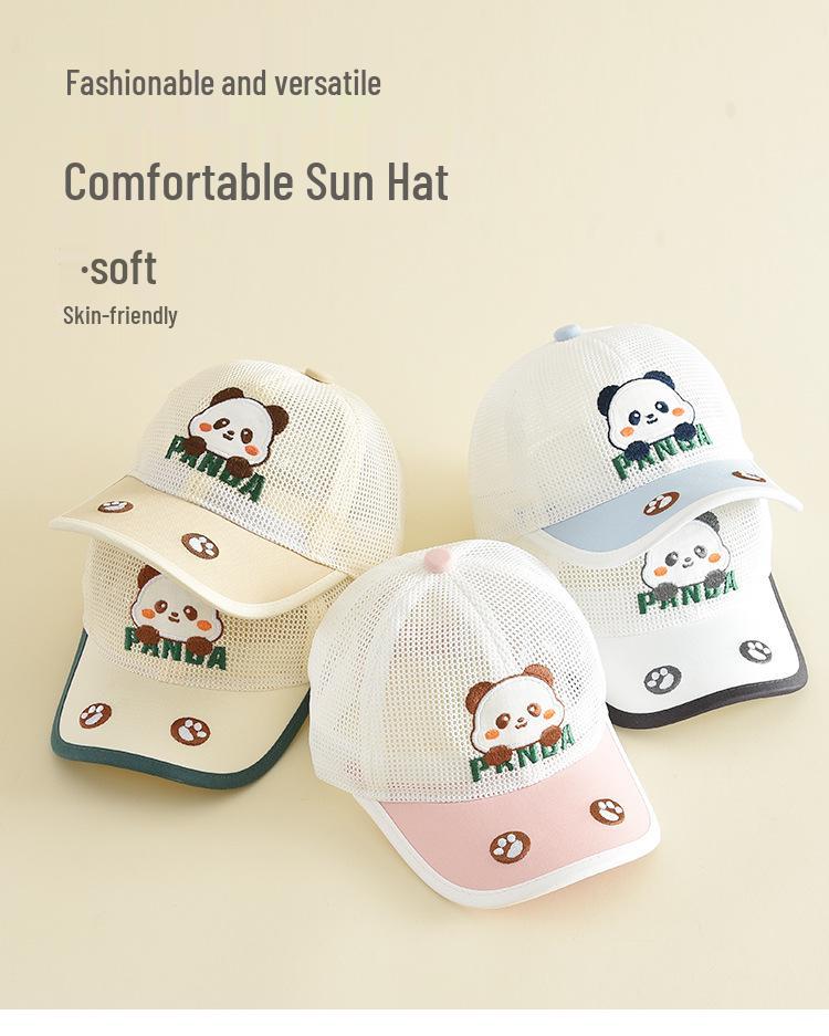 Cute Panda Mesh Hat: Children's Windproof Sun Protection Baseball Cap