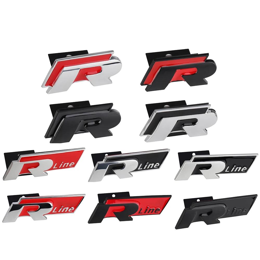 2026 Hot For VOLKSWAGEN VW 3D Metal Car Front Grille R RLINE Emblem Badge Sticker For Volkswagen VW K5 MK6 MK7 Logo Decoration D