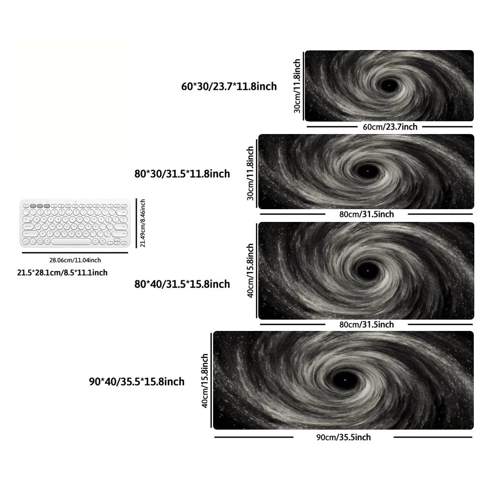 Space Mousepad XXL Monochrome Galaxy Vortex Deskpad Non‑Slip Rubber Starfield Art Pc Game Keyboard Mats Gamer Computer Desk Mats