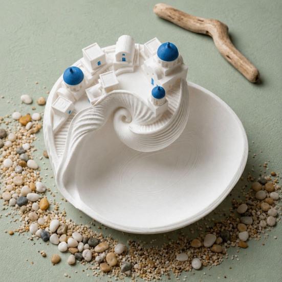 Santorini-Stil Auffangschale, Catch-All Tablett-Organizer, Griechische Insel Organizer Schreibtischdekoration, Muschelschale für Schlüssel Münzen & Schmuck, Praktisches Geschenk für