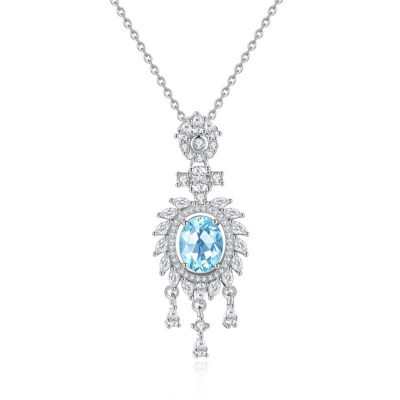 New high-quality S925 sterling silver necklace women s inlaid natural crystal stone pendant fashion jewelry gift 925 silver