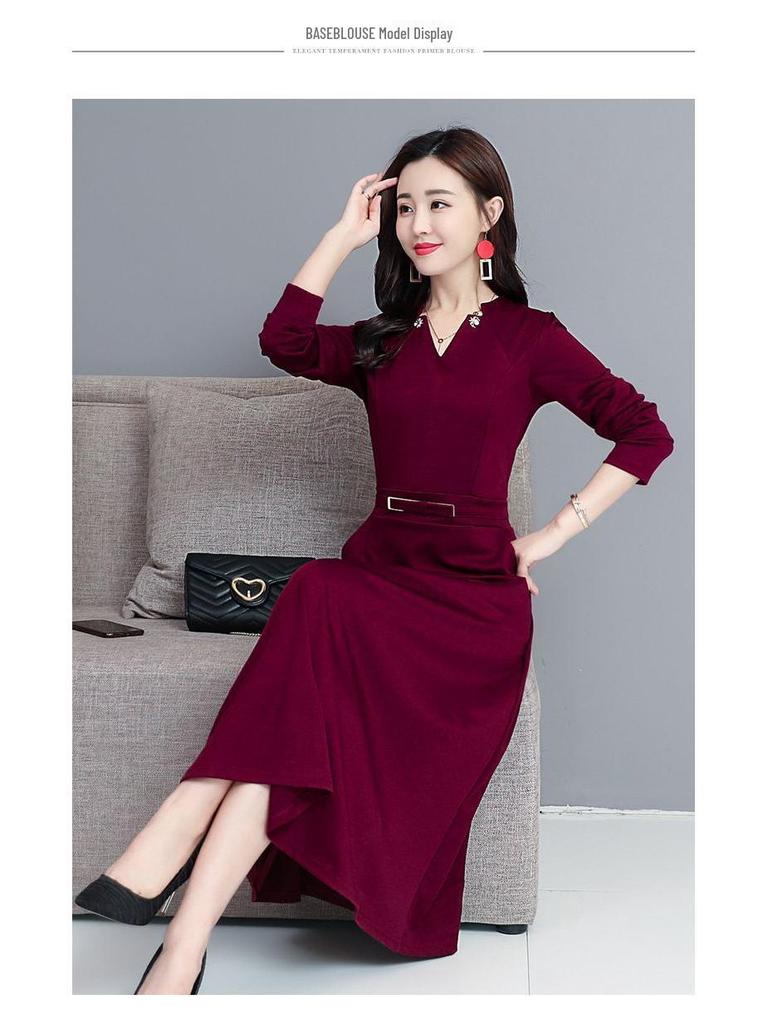 Elegant Women's Spring/Autumn Long Sleeve Wide-Leg Dress