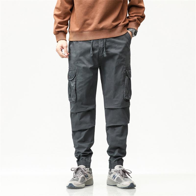 

Весенне-осенние японские ретро свободные широкие рабочие брюки для мужчин и женщин, повседневные универсальные прямые брюки на завязках 4XL