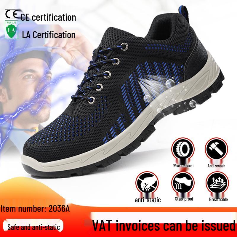 Breathable Anti-Static Anti-Smash Anti-Puncture Fly-Knit Safety Work Shoes