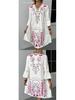 Women's Summer V-Neck Lace Patchwork Casual Printed Dress