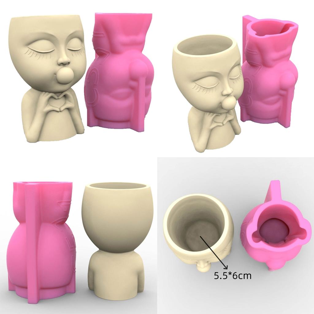 Minimalist Designs Mold Succulent Planter Silicone Molds Girl Head Shapes Flower Pot Epoxy Mould for DIY Enthusiasts