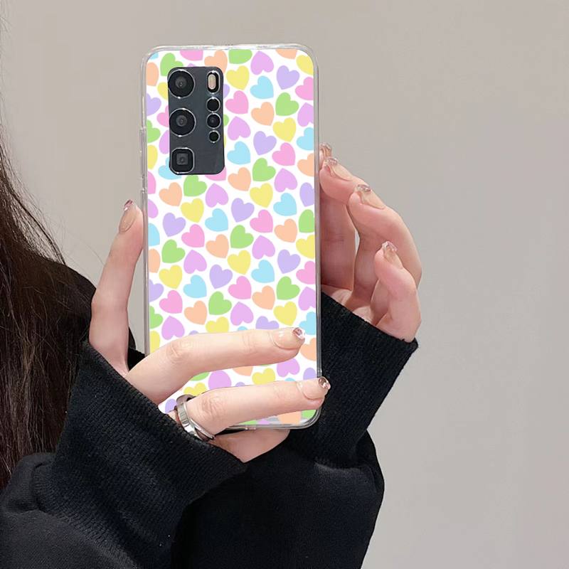 Loving Heart Ripple Phone Case For Huawei Mate P10 P20 P30 P40 P50 Smart Z Honor 50 60 70 Pro Lite Transparent Case