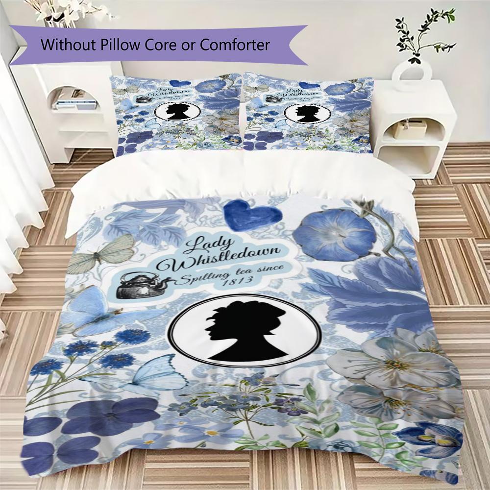 Bridgerton Pattern Bedding,Quilt Set Quilt Cover Pillowcase Home Birthday Gift(1 * duvet cover + 2 * pillowcase, without core)_lx