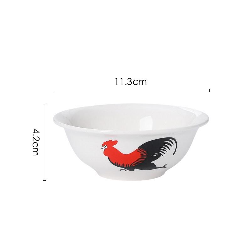 Retro Rooster Ceramic Dish - Vintage Han Dynasty Style for Snacks, Sauces & Seasoning, Ideal for Home, Hotel & Restaurant Use.