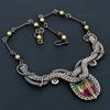 Bi-Color Tourmaline Necklace Jewelry, 999 Copper Wire Wrapped Gemstone Necklace Handmade Jewelry, For Memorial Day