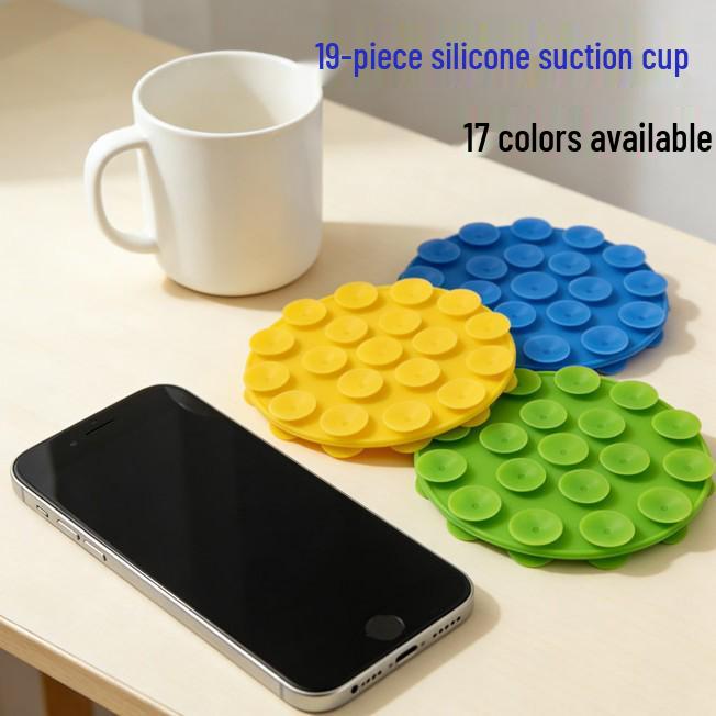 19-Hole Silicone Suction Cup Phone Holder & Power Bank Adhesive Sticker