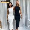 Fashion Summer Spring Solid Color Print Sleeveless Casual Dresses