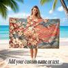 Floral Garden Theme Soft Beach Towel Personalized Custom Name Text Towel Portable for Beach Pool Travel