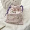 Cartoon Floral Bear Drawstring Storage Bag Women Jewelry Lipstick Makeup Bag Coin Purse Multifunctional Travel Packaging Bag