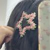 Hairpin Crocheted Pink Flower Decor Star Heart Design Firm Non-Slip Clip Bangs Side Hair Clip Party Hair Accessories