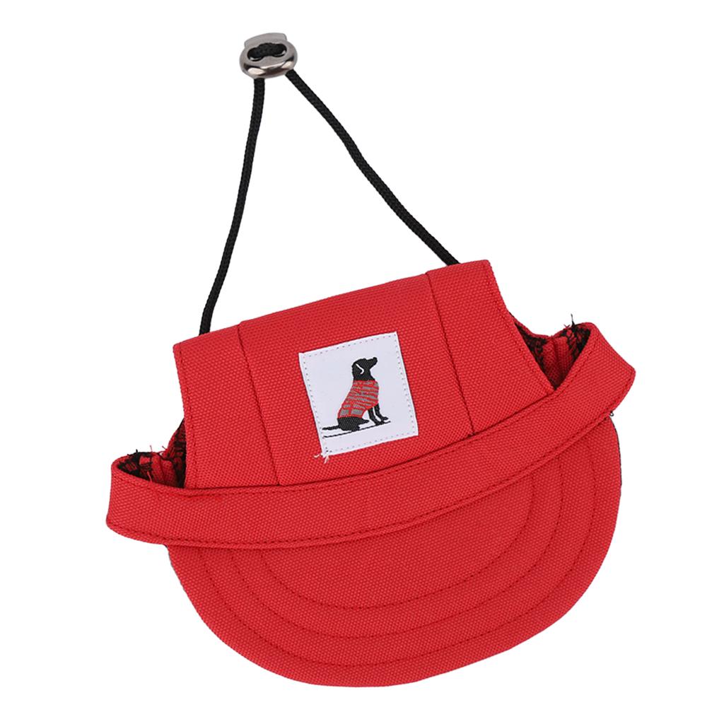 Pet Baseball Hat Adjustable Summer Stylish Dog Outdoor Sunbonnet with 2 Ear Holes for Outdoor Camping Travel Red M