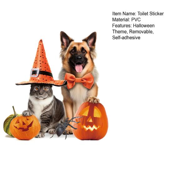 Toilet Sticker Pumpkin Spider Witch Hat Bowknot Removable Self-adhesive Waterproof PVC Bathroom Wall Art