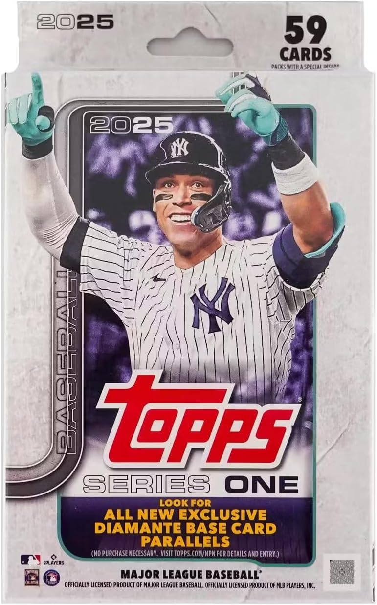 

Topps 2025 Серия 1 Бейсбольные коллекционные карточки Хенгер-бокс (59 Карт) белый