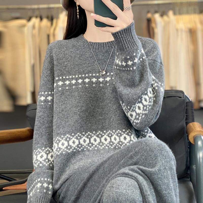 Women Sweater 100% Wool TIDENOVEL O-neck Knit Pullover Thick Winter Jumpers Female Knit Tops