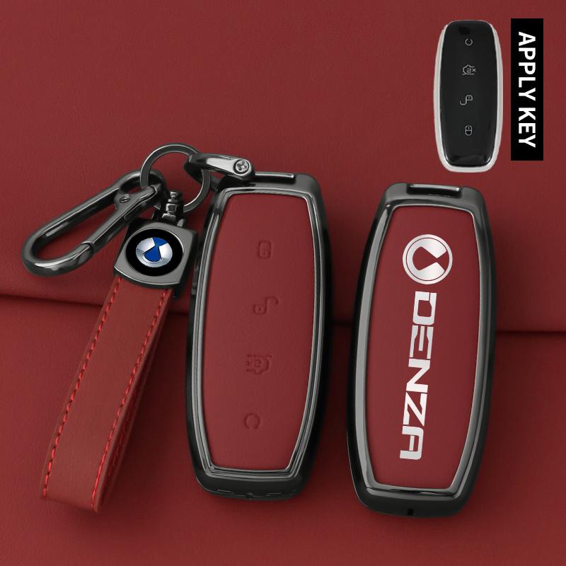 Car Smart Remote Key Fob Cover For Denza D9 Dm-I Great Wall Pickup Truck Key Cover Zinc Alloy Leather Protective Case