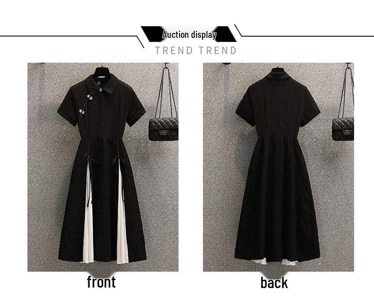 Women's Plus Size Summer Qipao: Gentle Chinese Style Tea Break Little Black Dress