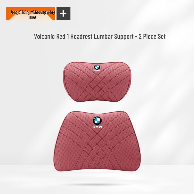 BMW Neck & Lumbar Support Pillow - Fits 1, 3, 5, 7 Series, X1, X3, X5, X6 - Car Interior Accessory