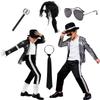 Jungen Berühmtheit Cosplay Kostüm Set Pailletten Jacke Hose Mit Zubehör Kinder Karneval Geburtstag Hip Hop Auftritt Outfit