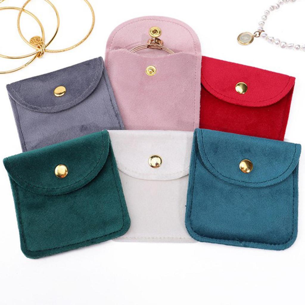 1pc Jewelery Pouch Packaging Bag Soft Velvet Gift Bracelet Necklace Earrings Rings Storage Button Velvet Bag Jewelry Organizer