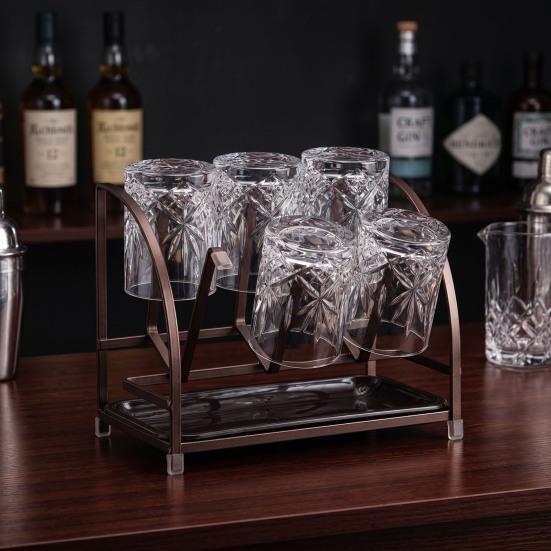 Cup Bottle Drying Rack with Removable Drip Tray Iron Storage Rack