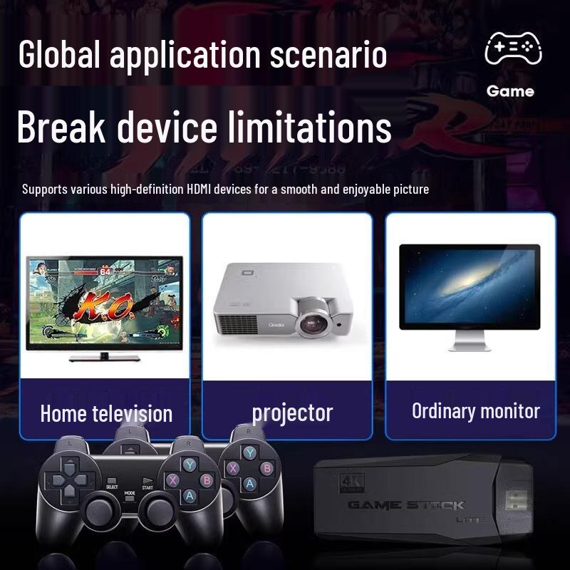 4K Retro Style TV Game Console with Dual Wireless Controllers