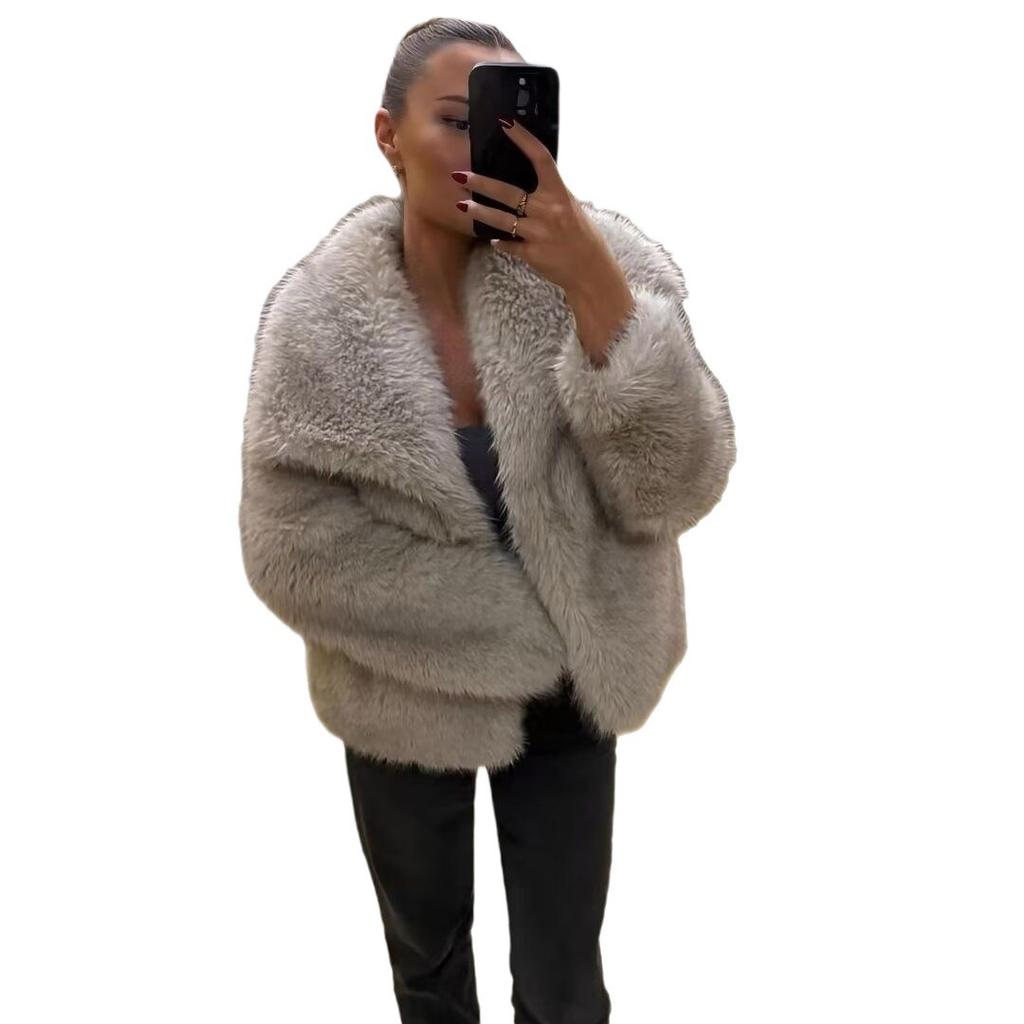 Autumn and Winter Women's Clothing Lapel Made Fur Jacket Women's Loose Casual Temperament Short Coat