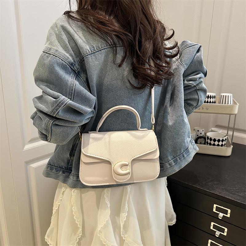 Retro splicing casual fashion handbag new simple shoulder crossbody women's small square bag