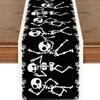 1pc Black Halloween Table Runner Skeleton Printed Table Runner Waterproof Durable Tablecloth for Halloween Home Party Decoration