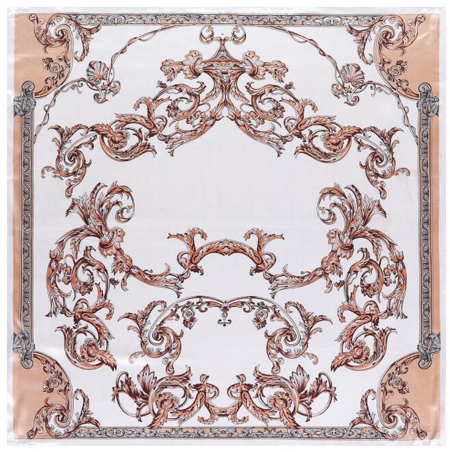 90*90cm Luxury Brand Women Silk Scarfs European Architectural Pattern Square Scarves Spring Summer Shawls For Ladies