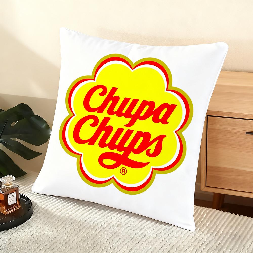 Abstract C-Chupa C-Chups Cushion Cover Soft Short Plush Pillow Cover Smooth Cozy Texture Aesthetic Cushion Case Home Decor