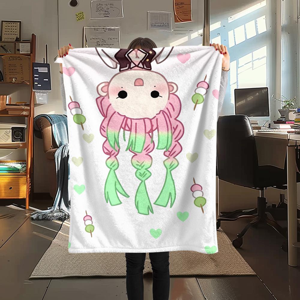 1PC Demon Slayer Print Flannel Blanket, High Quality All Seasons, Home Decor, Warmth and Comfort, Perfect for Christmas Gifts